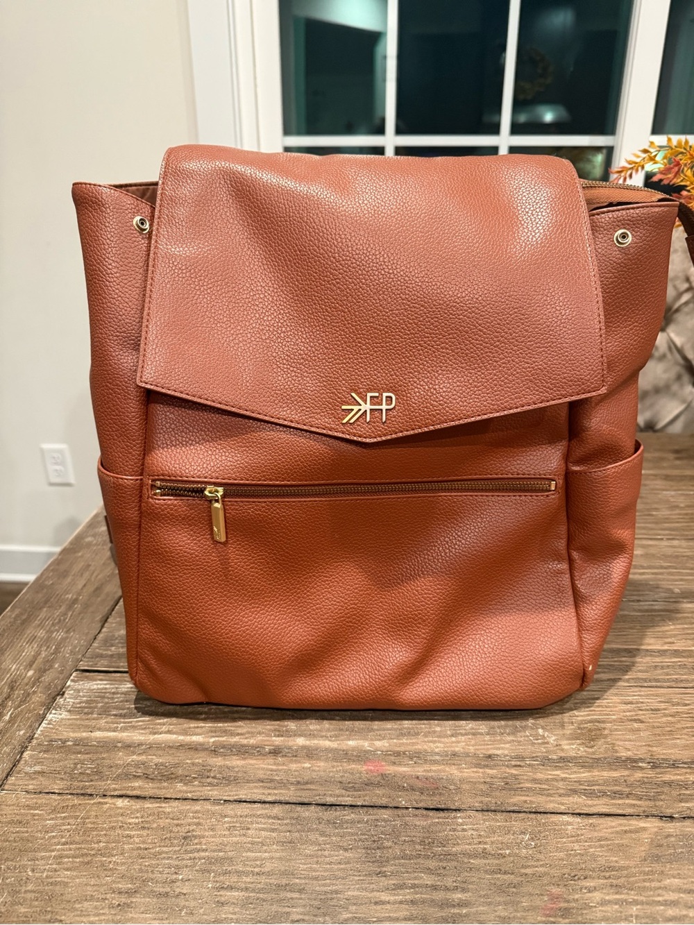 Freshly Picked Cognac Leather Backpack with Gold Hardware